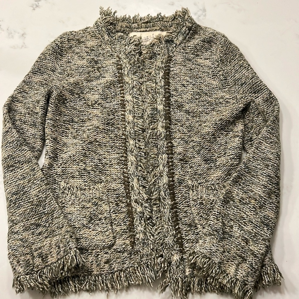 Anthropologie x Angel of the North Fringe Sweater Blazer